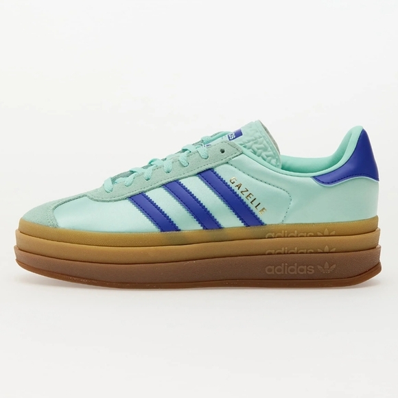 adidas Shoes - Adidas Originals Women's Gazelle Bold Platform Shoes Clear Mint Blue Stripe 9